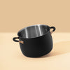 accent large-sized Stainless Steel stockpot in black with helper handles
