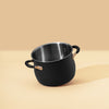 accent small-sized Stainless Steel stockpot in black with helper handles