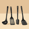 Silicone Cooking tool set with ladle, spatula, wok turner and nylon flipper